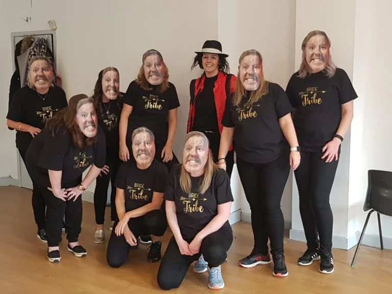 Thriller hen party dance class in Bournemouth group mid zombie routine